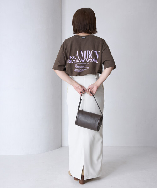 アメリカーナ 丸胴ロングスリーブTシャツ カットソー プリント オーバーサイズ Americana(アメリカーナ)｜ラフィー丸胴プリントTシャツ/ホワイト の