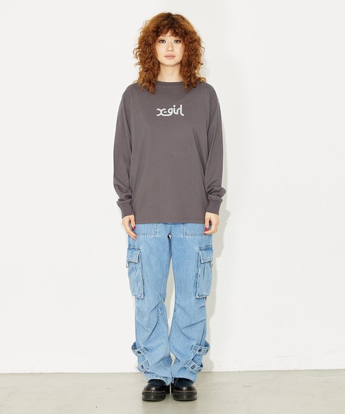 「X-girl」 長袖ワンピース X-LARGE ベージュ レディース_画像3