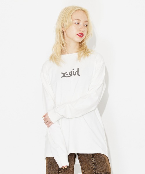 「X-girl」 長袖ワンピース X-LARGE ベージュ レディース_画像4