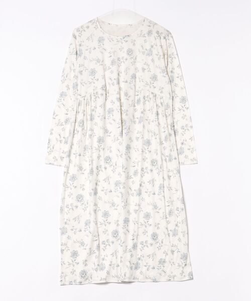 ルームウェア 部屋着 キッドブルー -シルクサラサＰｔ -長袖ナイティ -KNDL543 -kidblue レディースの画像