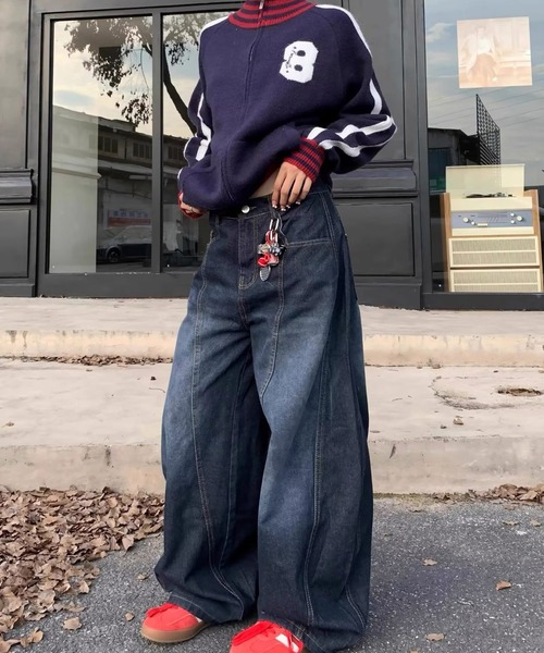 「MEMECLE」 デニムパンツ S ブルー レディース_画像3