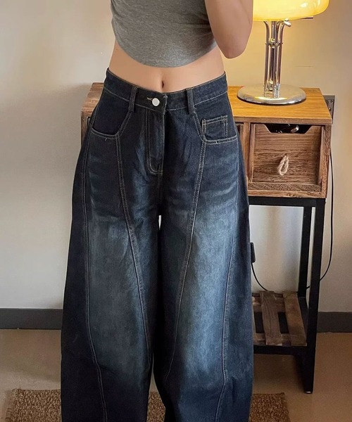「MEMECLE」 デニムパンツ S ブルー レディース_画像7