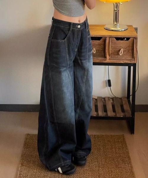 「MEMECLE」 デニムパンツ S ブルー レディース_画像8