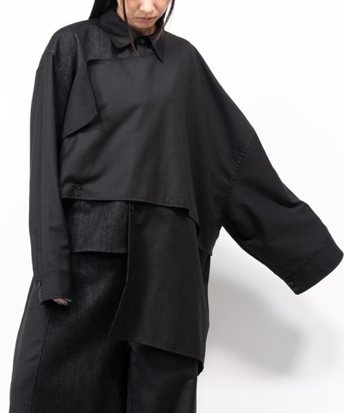 Ruze シャツ Asymmetry denim docking SH/アシンメトリーデニム