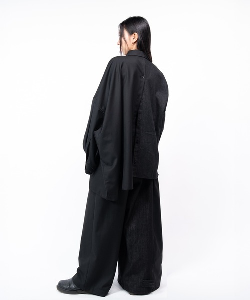 Ruze シャツ Asymmetry denim docking SH/アシンメトリーデニム
