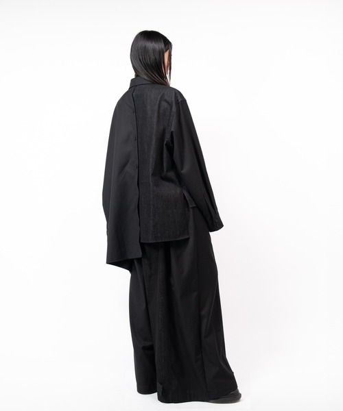 Ruze シャツ Asymmetry denim docking SH/アシンメトリーデニム