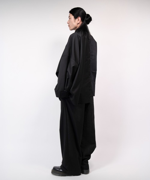 Ruze シャツ Asymmetry denim docking SH/アシンメトリーデニム