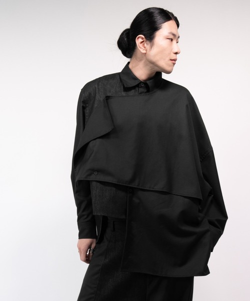 Ruze シャツ Asymmetry denim docking SH/アシンメトリーデニム