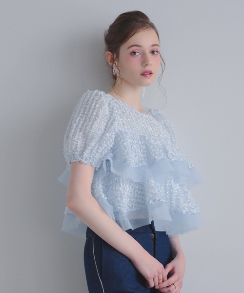 MERAKI シアージャガード2段フリルトップス レディース : ZOZOTOWN