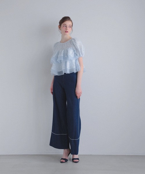 MERAKI シアージャガード2段フリルトップス レディース : ZOZOTOWN