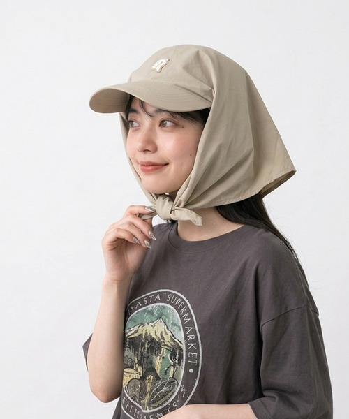 SHINJEO ベージュ キャップ型麦わら帽子 CRB キャップ 帽子 紫外線カット レディース ワッペンサンシェード