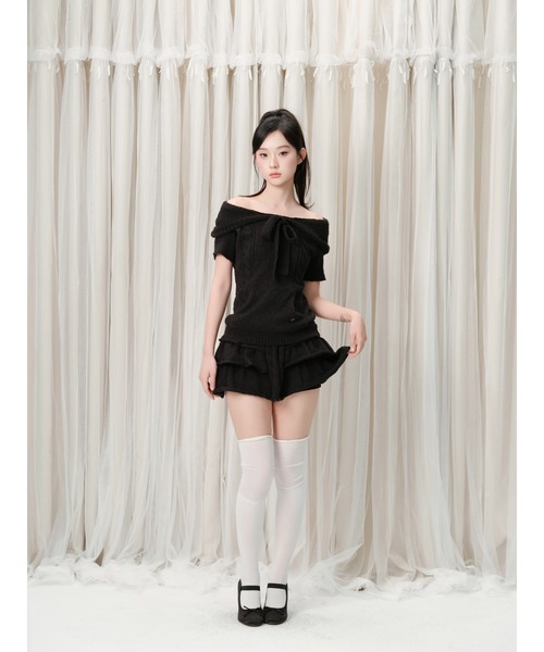 ワンピース andwang Fluffy Ribbon Knit Set black ANDWANG ワンピース 半袖 Fluffy Ribbon Knit Set : ZOZOTOWN Yahoo!店