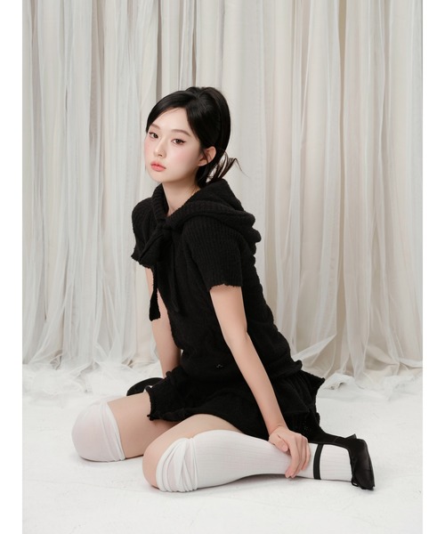 ANDWANG ワンピース 半袖 Fluffy Ribbon Knit Set : ZOZOTOWN Yahoo!店