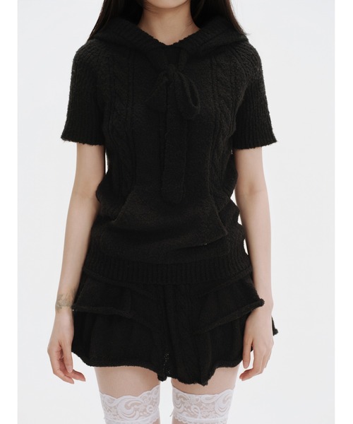 ANDWANG ワンピース 半袖 Fluffy Ribbon Knit Set : ZOZOTOWN Yahoo!店