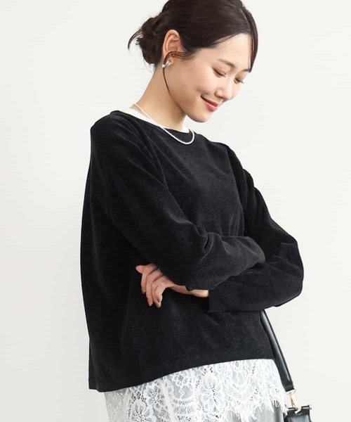 ベスト ジレ 「洗える」モールヤーンボートネックニット レディース