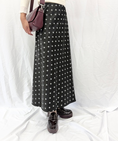 【新品 未使用 タグ付き】Keith 大きいサイズ リバティ柄 ロング スカート Alite cloth（アリーテクロス） ロング スカート ドット柄サテン