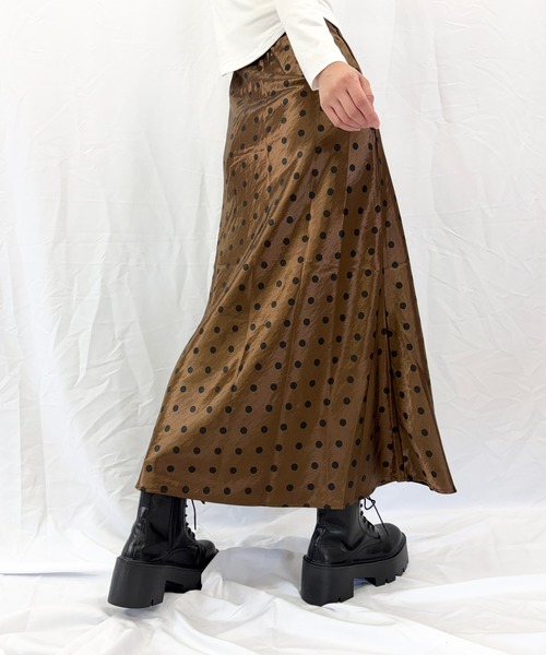 Alite cloth（アリーテクロス） ロング スカート ドット柄サテン