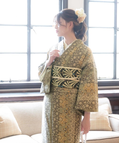KIMONOMACHI 着物 レディース 洗える着物 単品 袷 M/L ミモザシリーズ