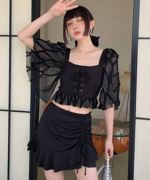 TeddyShop 水着 レディース水着 体型カバー シアーラメレース