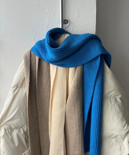 Rib Knit Muffler/リブニットマフラー　ブルー TODAYFUL（トゥデイフル）の「【TODAYFUL/トゥデイフル】Rib Knit