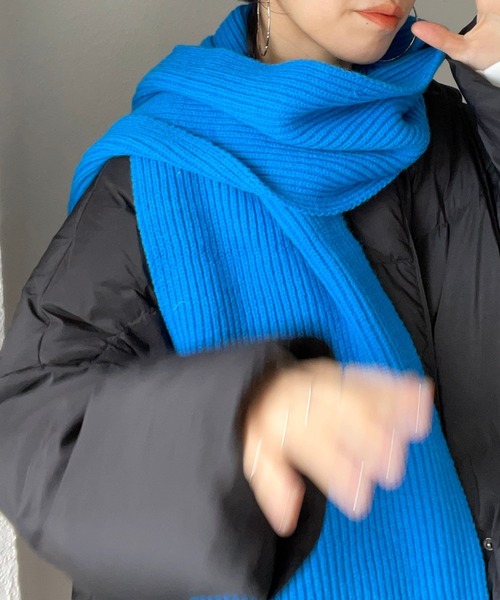 Rib Knit Muffler/リブニットマフラー　ブルー TODAYFUL（トゥデイフル）の「【TODAYFUL/トゥデイフル】Rib Knit