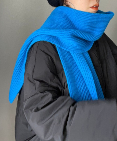 Rib Knit Muffler/リブニットマフラー　ブルー TODAYFUL（トゥデイフル）の「【TODAYFUL/トゥデイフル】Rib Knit
