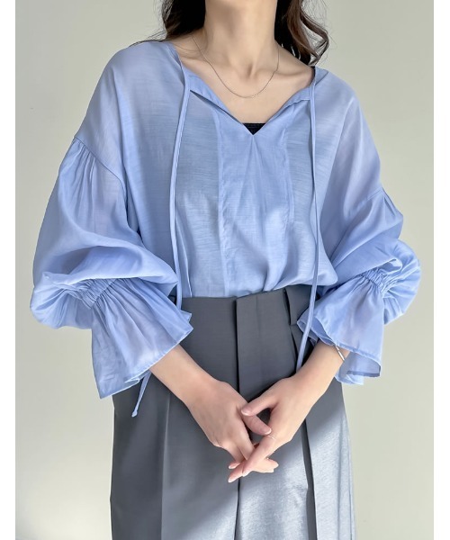 オフホワイト off-white シアーブラウス Re:EDIT ブラウス シャツ 「選べる」シアー/フロッキードット