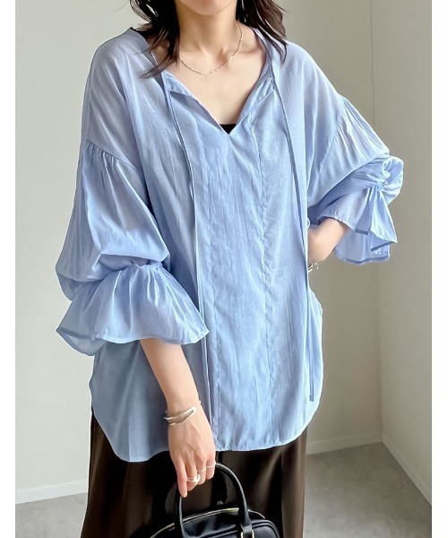 【mio7pppさま】専用！！ レース/シアー/フロッキードットカフタンシアーブラウス