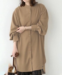 （BIGLOVE）バンドカラー シャツワンピース She's Closet シャツワンピース バンドカラー長袖レースケープ