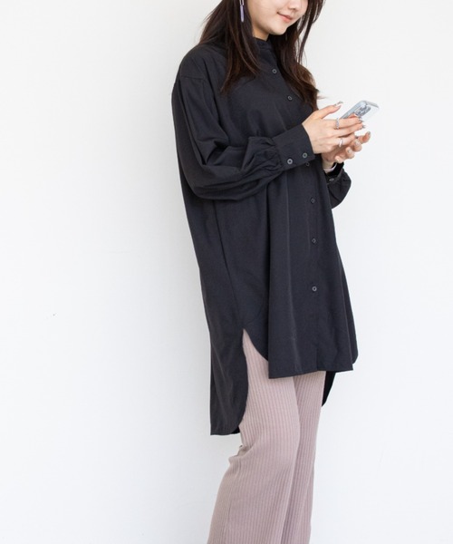 a lot of love シャツワンピース バンドカラー・シャツワンピース