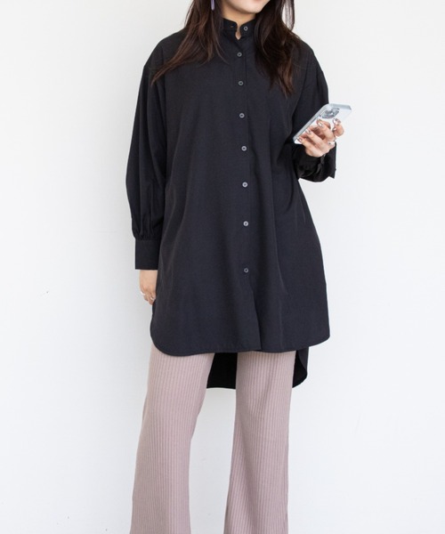 a lot of love シャツワンピース バンドカラー・シャツワンピース