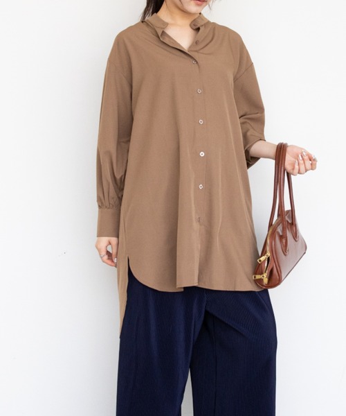 a lot of love シャツワンピース バンドカラー・シャツワンピース