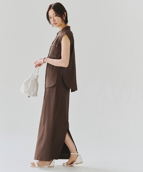 RASW セットアップ 「RASW」リネンフレンチシャツスカートセットアップ