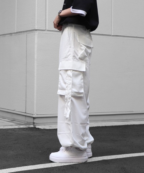 96thes カーゴパンツ 裾ドローコード ストレッチワイドカーゴパンツ