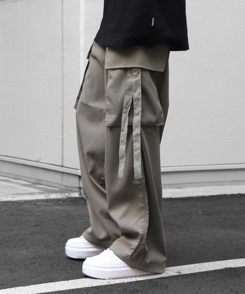 カーゴパンツ 96thes カーゴパンツ 裾ドローコード ストレッチワイドカーゴパンツ