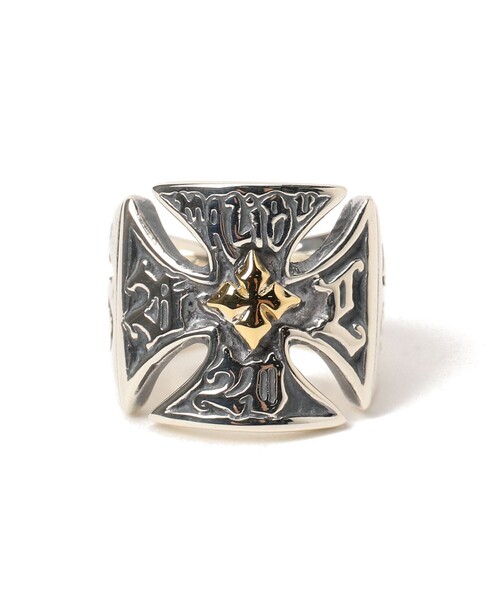 指輪 リング R456 - Malibu Cross Ring with18k yellow gold メンズ レディースの画像