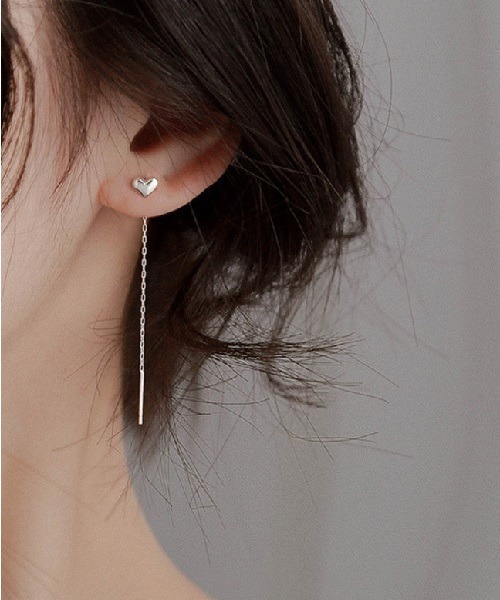 Ritomo De Ricco ピアス オールシルバー925 ハートチェーンピアス