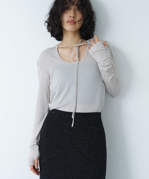 tシャツ front ribbon jersey tops レディース