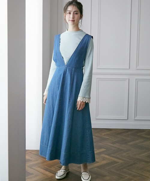 slattgir（スラットジール） ジャンパースカート 高身長 デニムフレア