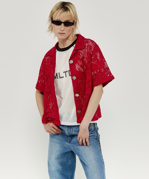 トップス LACE COMBI HALF SLEEVE JACKET SHIRT MAISON SPECIAL ブラウス シャツ Half Sleeve Lace Fabric Shirt