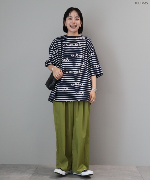 tシャツ 「Disney」Comic/プリントTシャツ レディース Disney tシャツ 発砲プリントボーダーTシャツ/Disney レディース