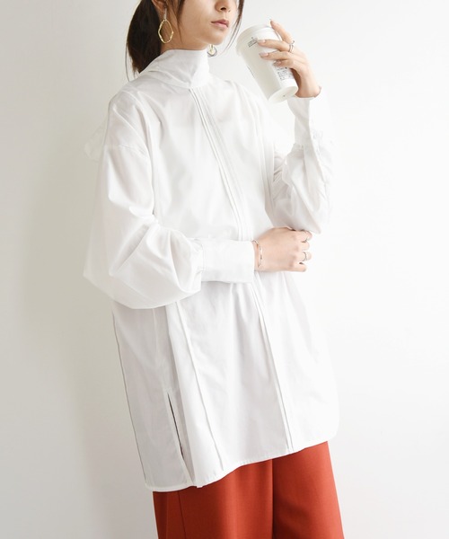 ブラウス シャツ ブロードボウタイピンタックブラウス レディース STYLEBLOCK ブラウス シャツ ブロードボウタイピンタック