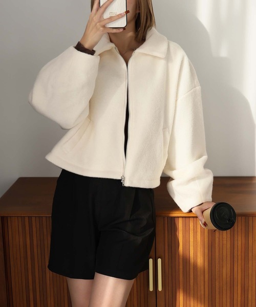ブルゾン アウター ボリュームスリーブショートブルゾン レディース