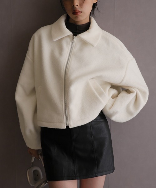 ブルゾン アウター ボリュームスリーブショートブルゾン レディース