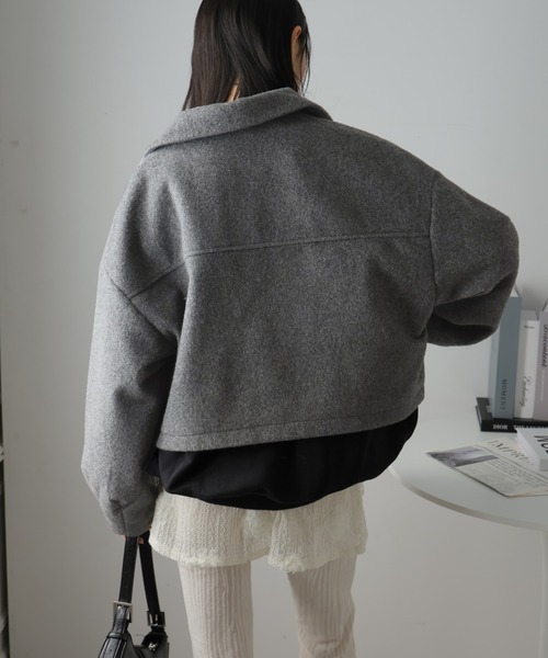 ブルゾン アウター ボリュームスリーブショートブルゾン レディース