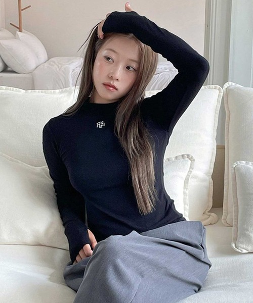 tシャツ A'GEM/9 × .kom 「muah muah/ムーアムーア」 LOGO STITCH WOOL MOCK NECK WARMER TE tシャツ A'GEM/9 × .kom 「muah muah/ムーアムーア」 LOGO