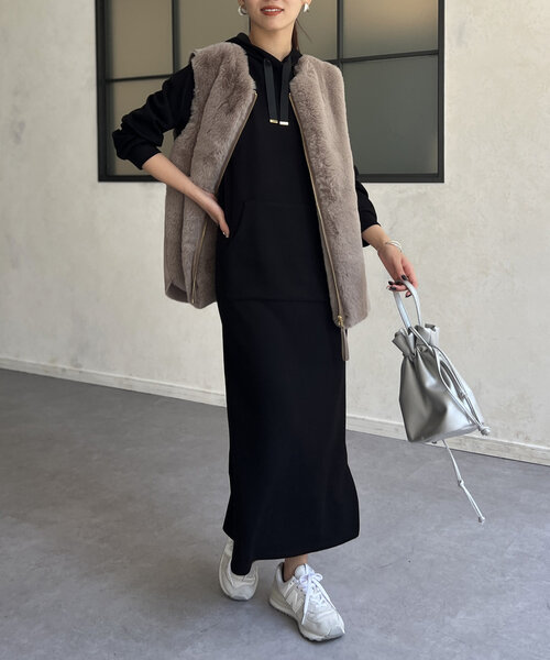 Chez toi（シェトワ） ワンピース ダンボールニットフードワンピース