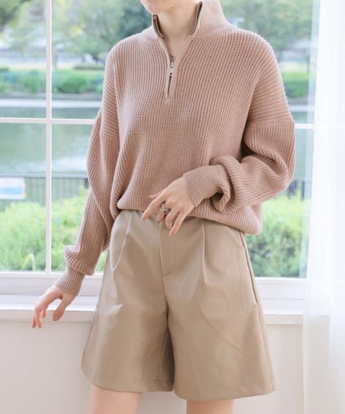 WAAC レディース セーター ハーフジップ WEGO ニット セーター WEGO/ハーフジップニットプルオーバー