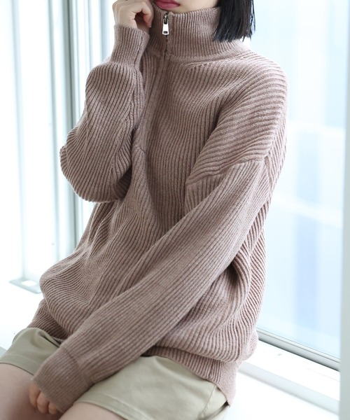 Doula ニット セーター ハーフジップニットセーター レディース