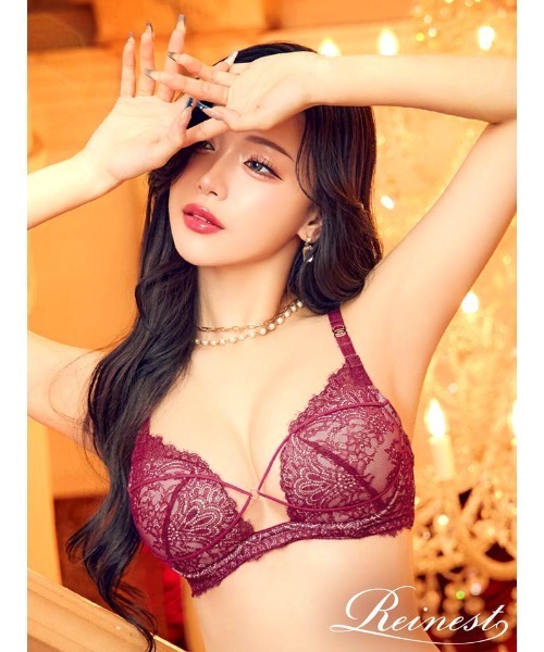 下着・アンダーウェア Riro ブラジャー ショーツセット レーシィ リボン チュール 育乳 脇高